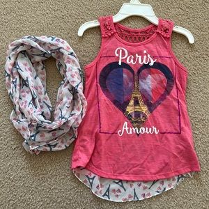 Sleveless top with scarf or shawl